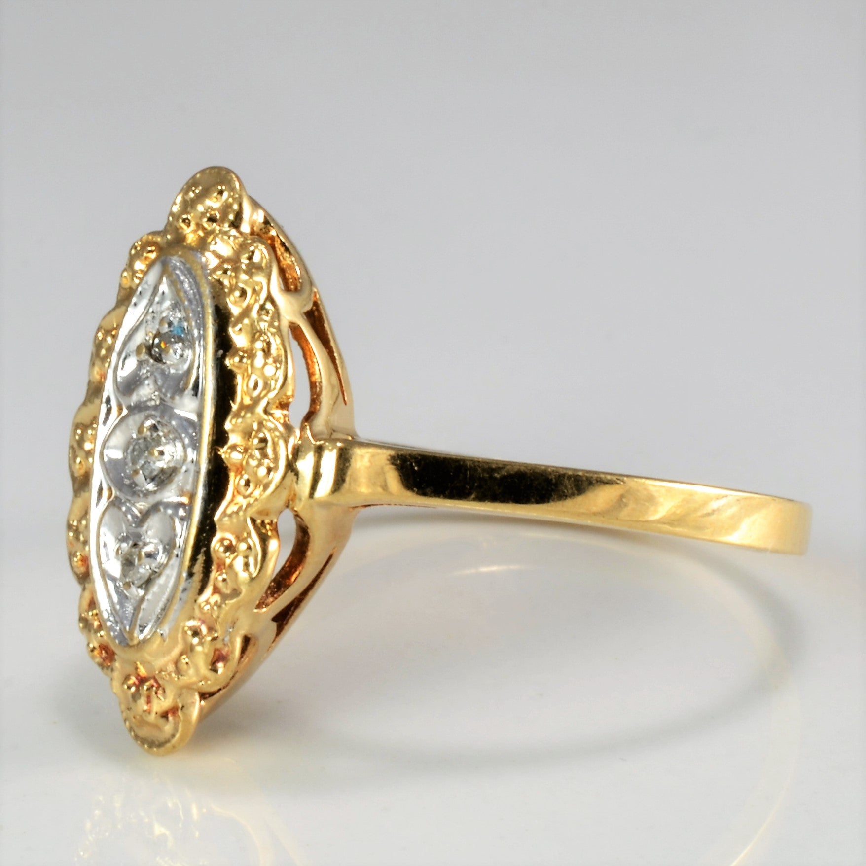 Textured Two Tone Gold Diamond Ring | 0.03 ctw | SZ 5.5 |