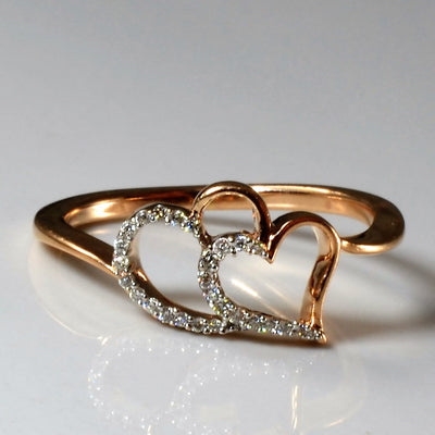 Pave Diamond Double Heart Ring | 0.03ctw | SZ 6.5 |