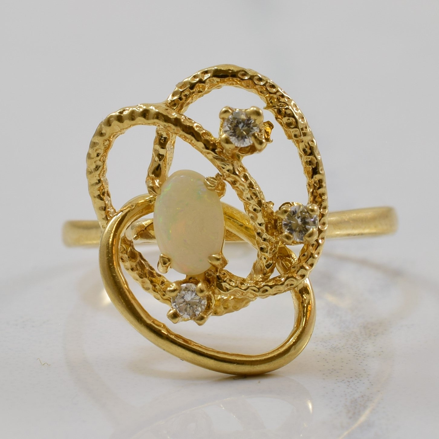 Opal & Diamond Orbit Ring | 0.20ct, 0.09ctw | SZ 8.25 |