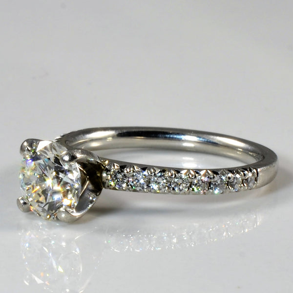 Pave Band Round Brilliant Engagement Ring | 1.35ctw | SZ 6 |