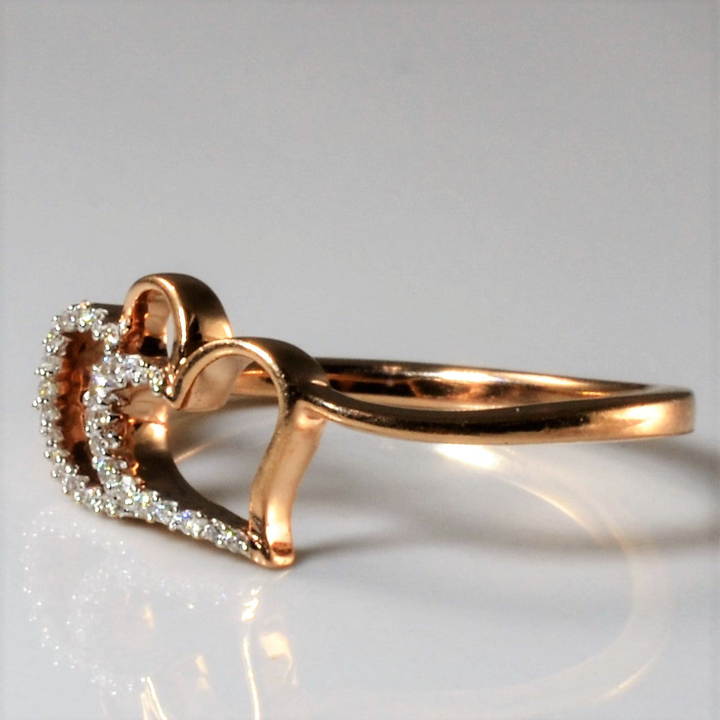 Pave Diamond Double Heart Ring | 0.03ctw | SZ 6.5 |