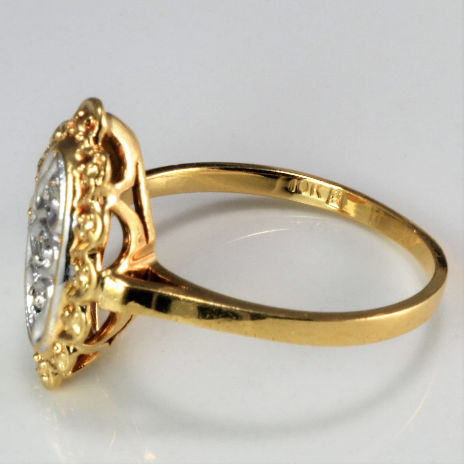 Textured Two Tone Gold Diamond Ring | 0.03 ctw | SZ 5.5 |