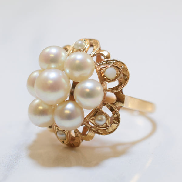 Cluster Pearl Cocktail Ring | 11.61ctw | SZ 8 |