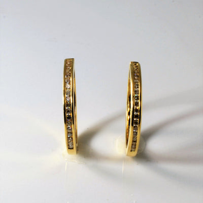 Channel Set Diamond Hoop Earrings | 0.72ctw |