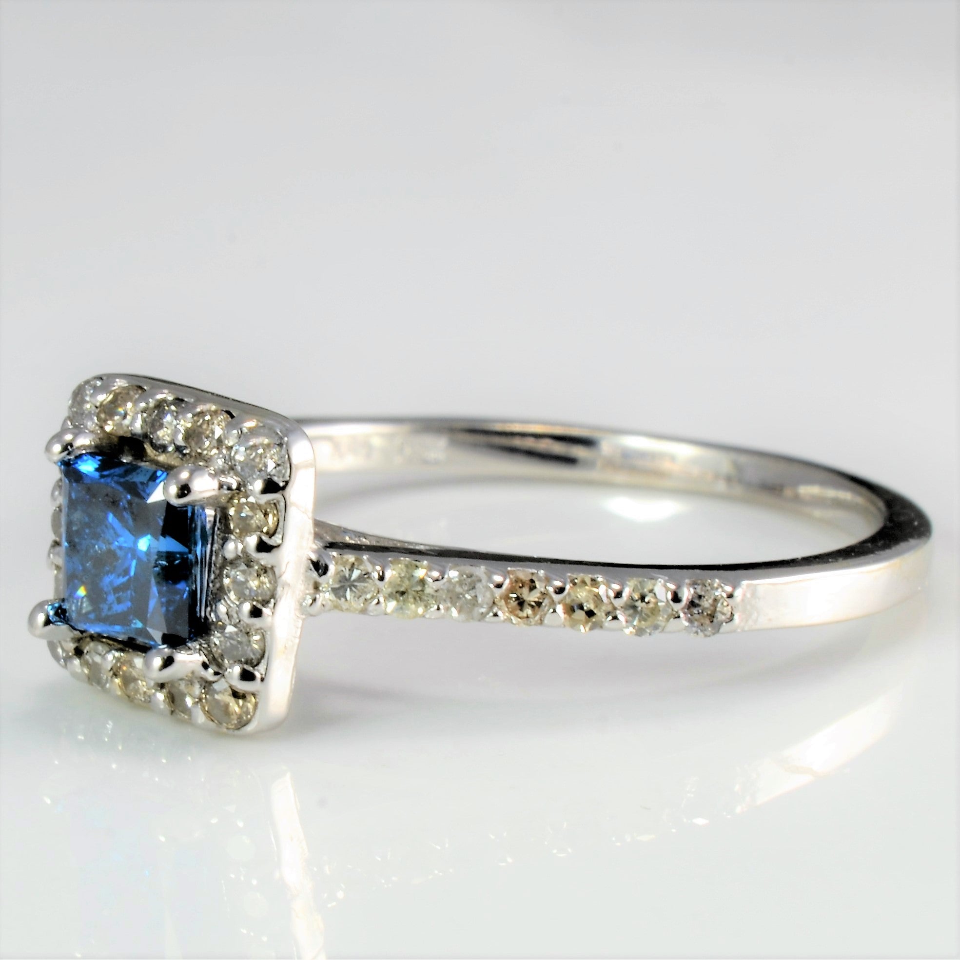 Halo Blue Diamond Ladies Engagement Ring | 0.72 ctw, SZ 6.25 |