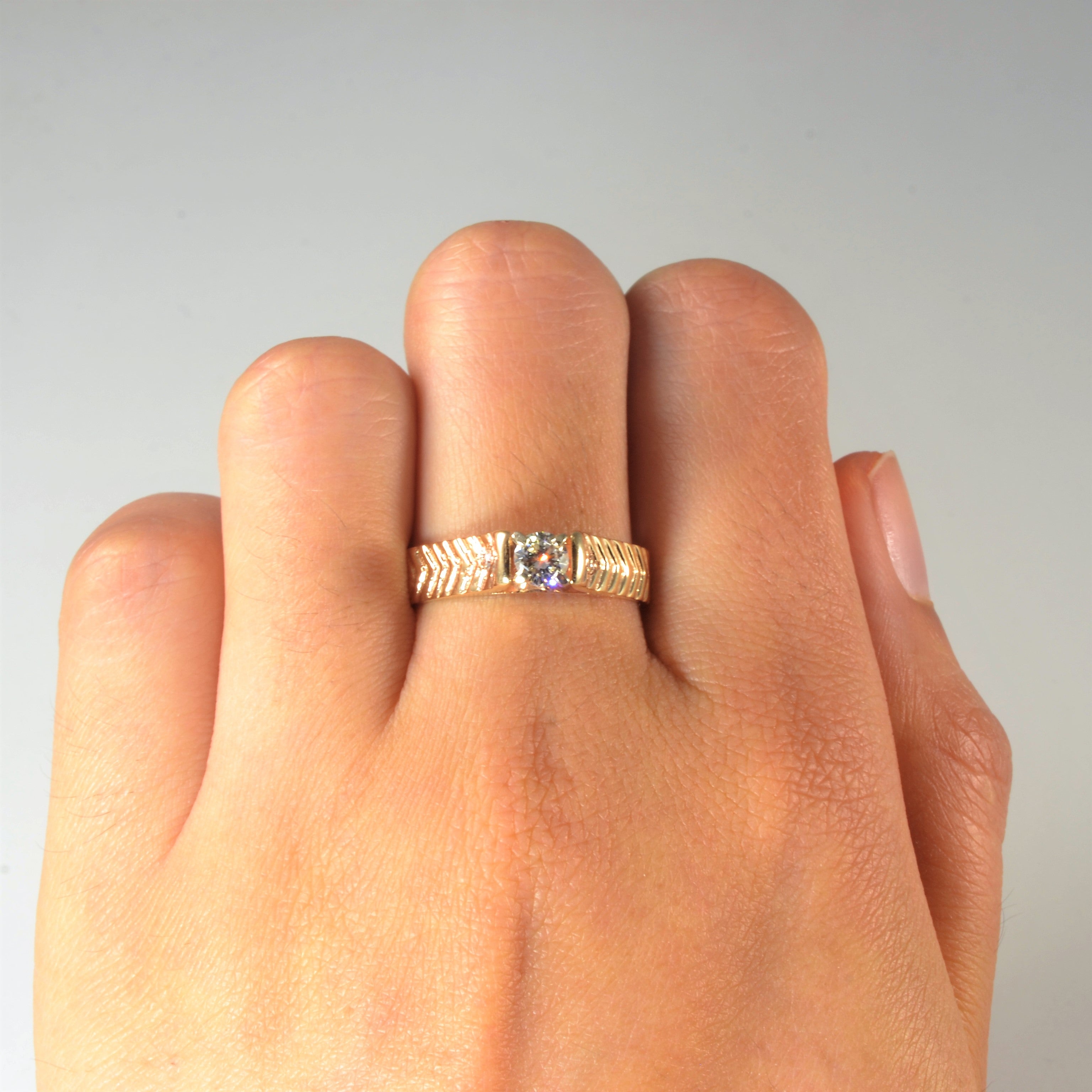 Textured Solitaire Diamond Engagement Ring | 0.27ct | SZ 8.25 |