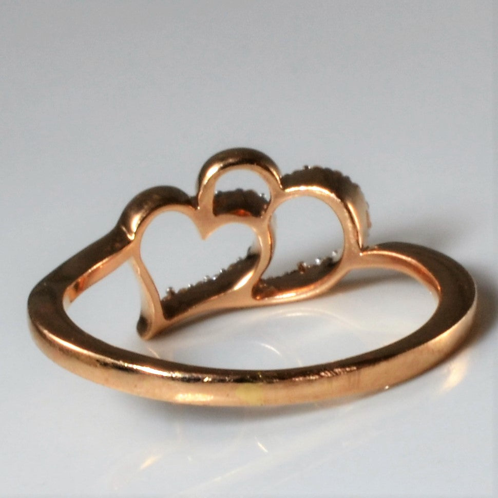Pave Diamond Double Heart Ring | 0.03ctw | SZ 6.5 |