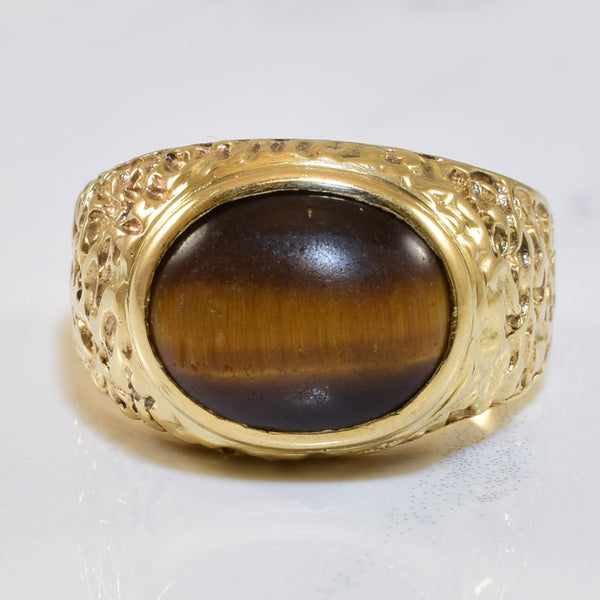 Tigers Eye Textured Tapered Band | 3.50ct | SZ 7.5 |