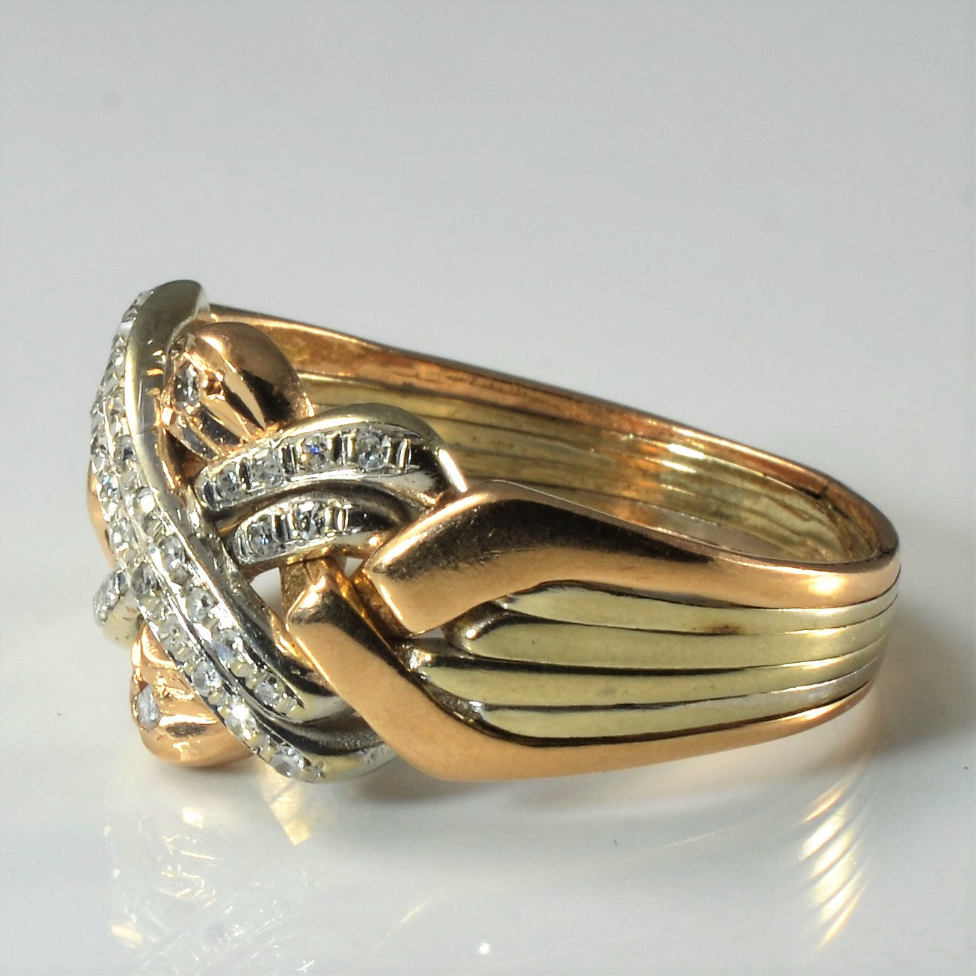 Two Tone Diamond Puzzle Ring | 0.17ctw | SZ 12.25 |