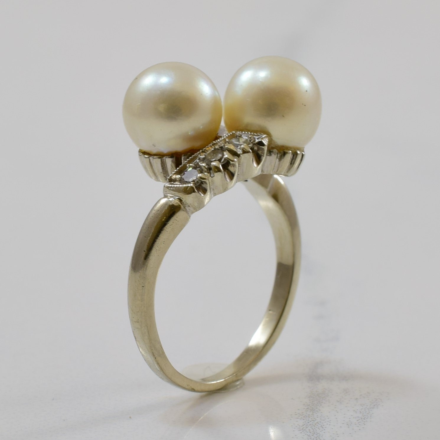 Pearl & Diamond Bypass Ring | 4.84ctw, 0.12ctw | SZ 4.5 |