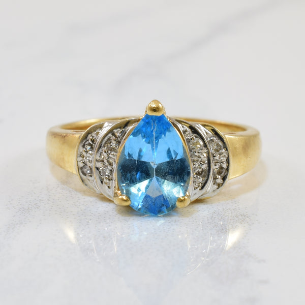 Blue Topaz & Diamond Ring | 1.00ct, 0.05ctw | SZ 6.25 |