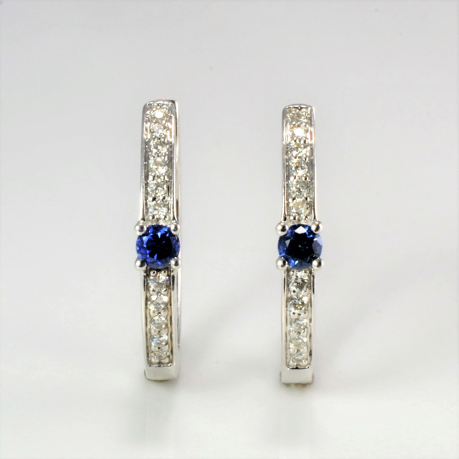 Diamond & Sapphire Huggie Earrings | 0.11 ctw |