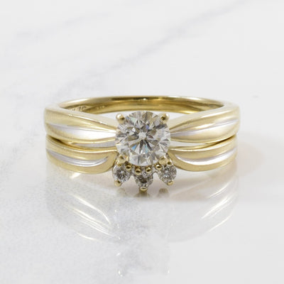 Diamond Solitaire & Contour Band Wedding Set | 0.58 ctw | SZ 5.25 |