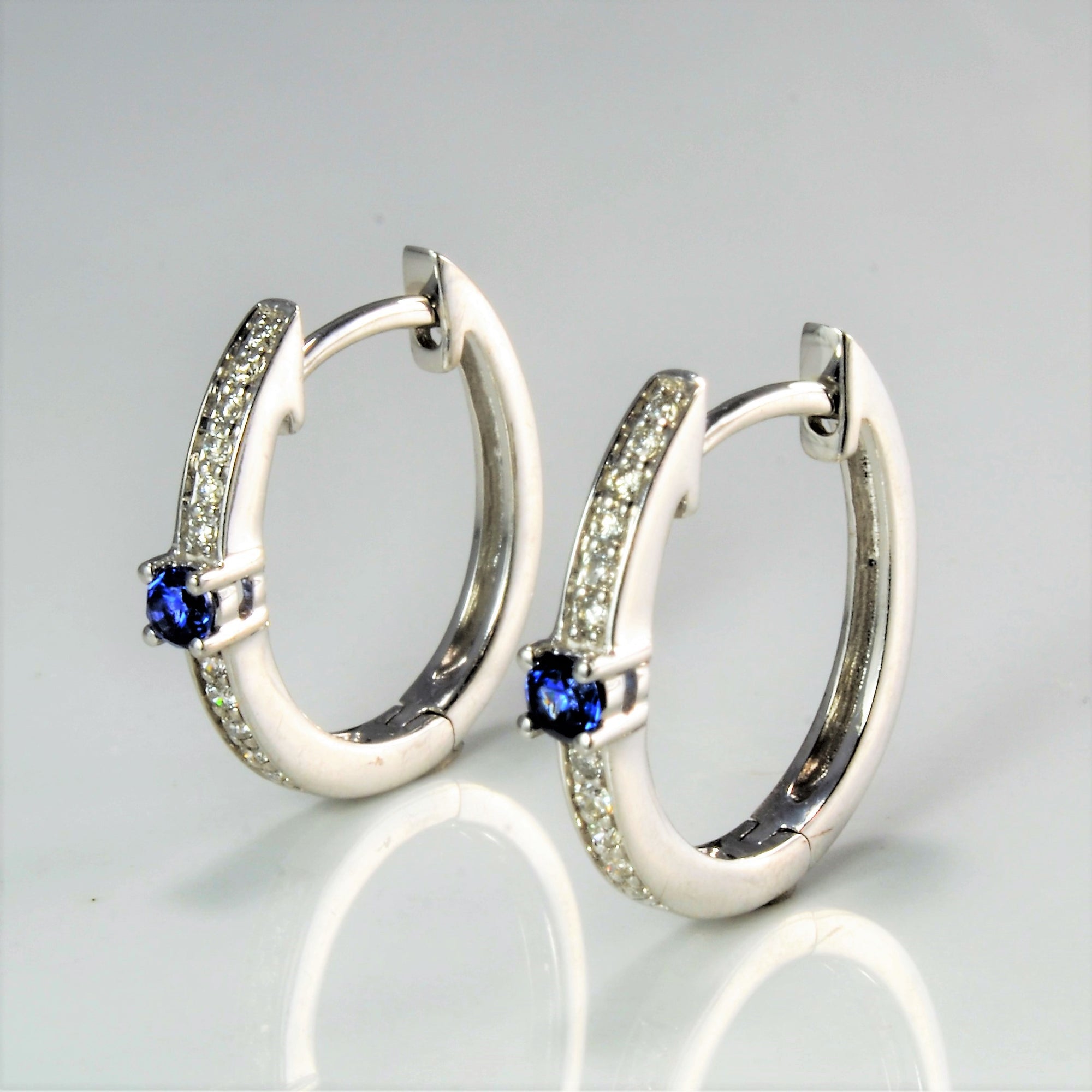 Diamond & Sapphire Huggie Earrings | 0.11 ctw |