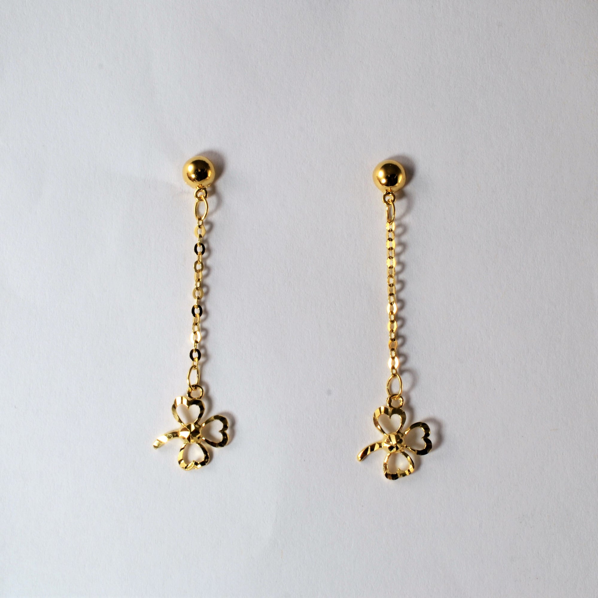 Yellow Gold Chain Dangle Earrings