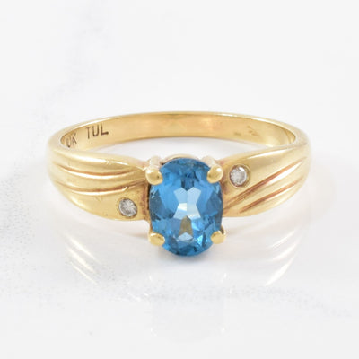 Blue Topaz & Diamond Twist Ring | 0.02ctw, 0.80ct | SZ 7 |