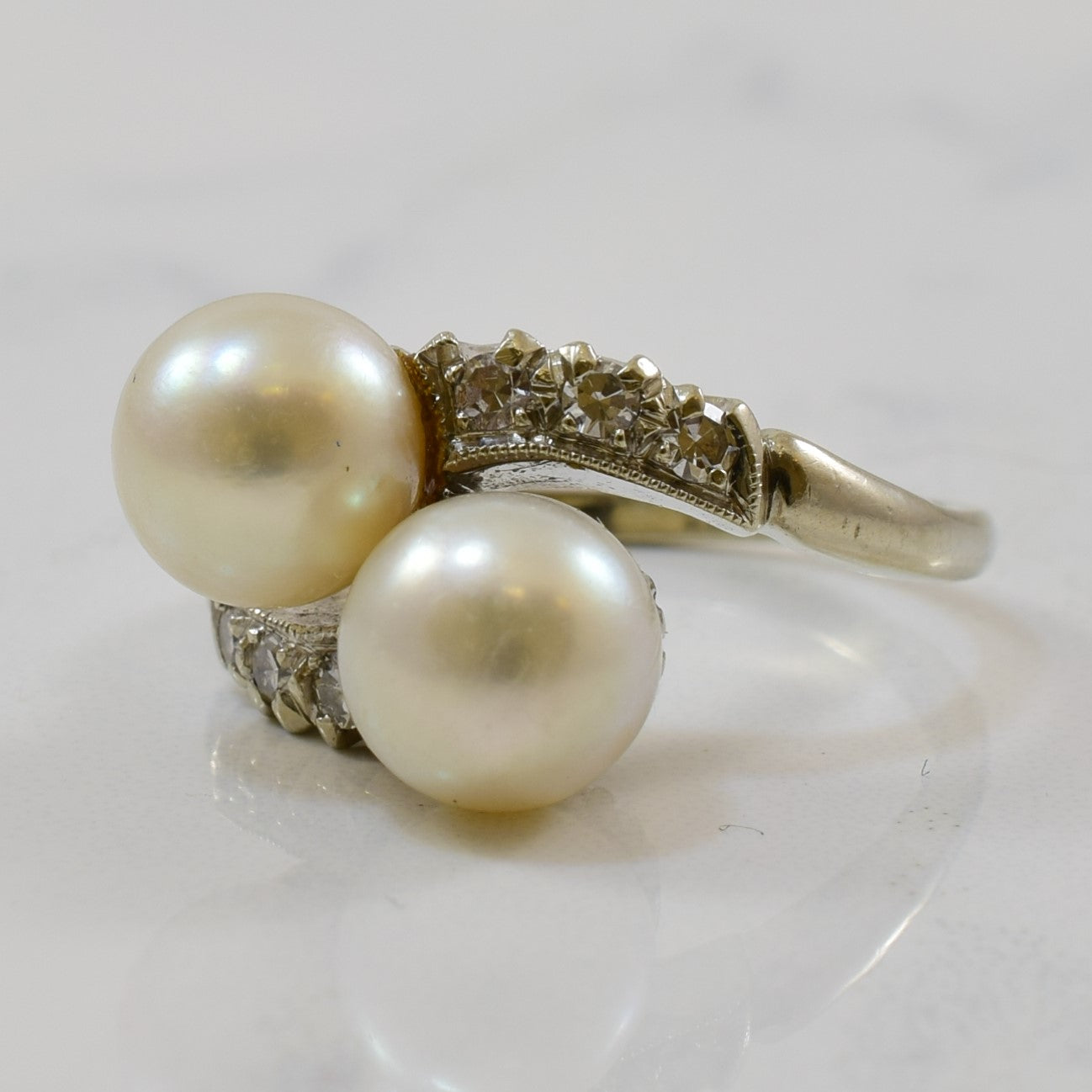 Pearl & Diamond Bypass Ring | 4.84ctw, 0.12ctw | SZ 4.5 |