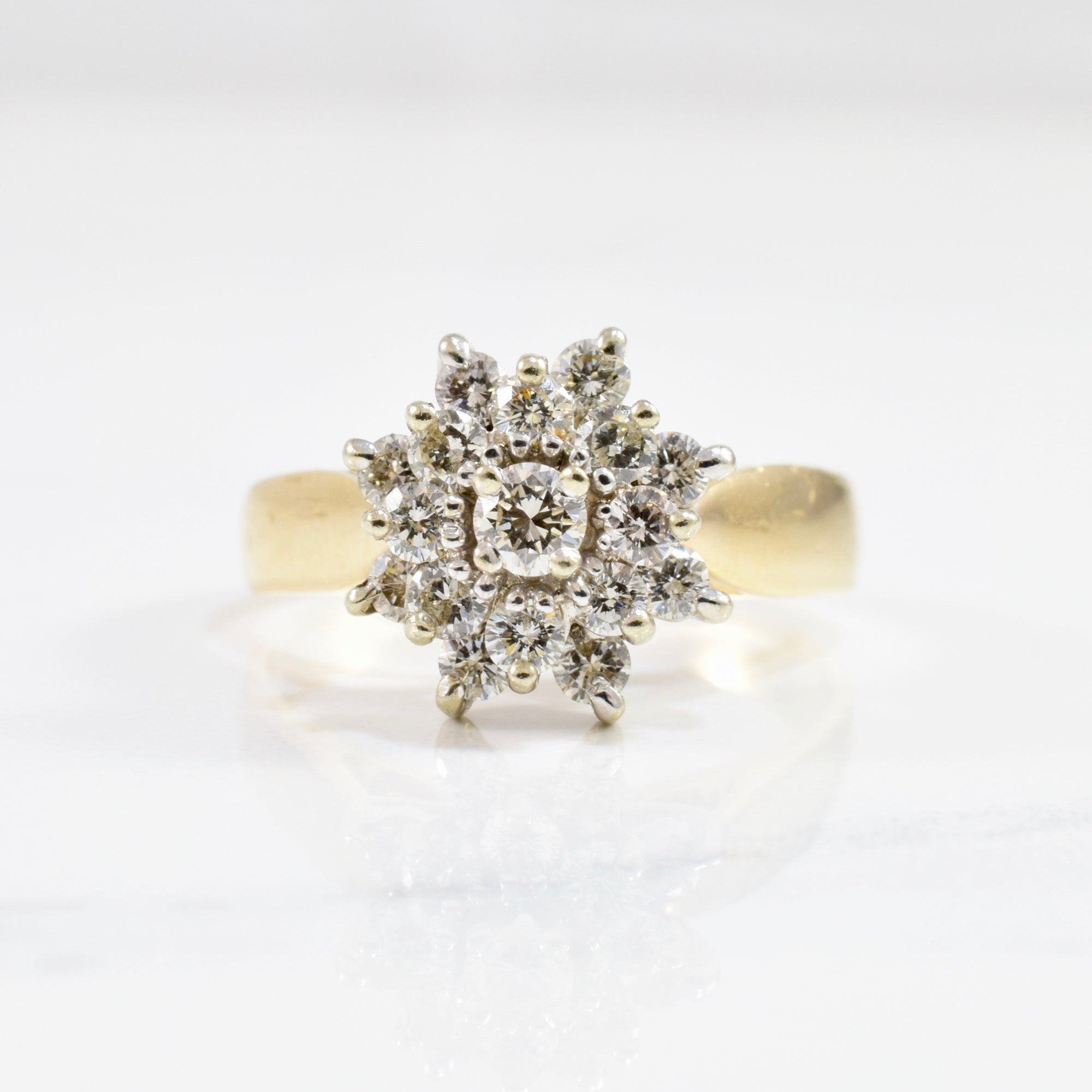 High Set Floral Diamond Cluster Ring | 0.56 ctw SZ 6.75 |