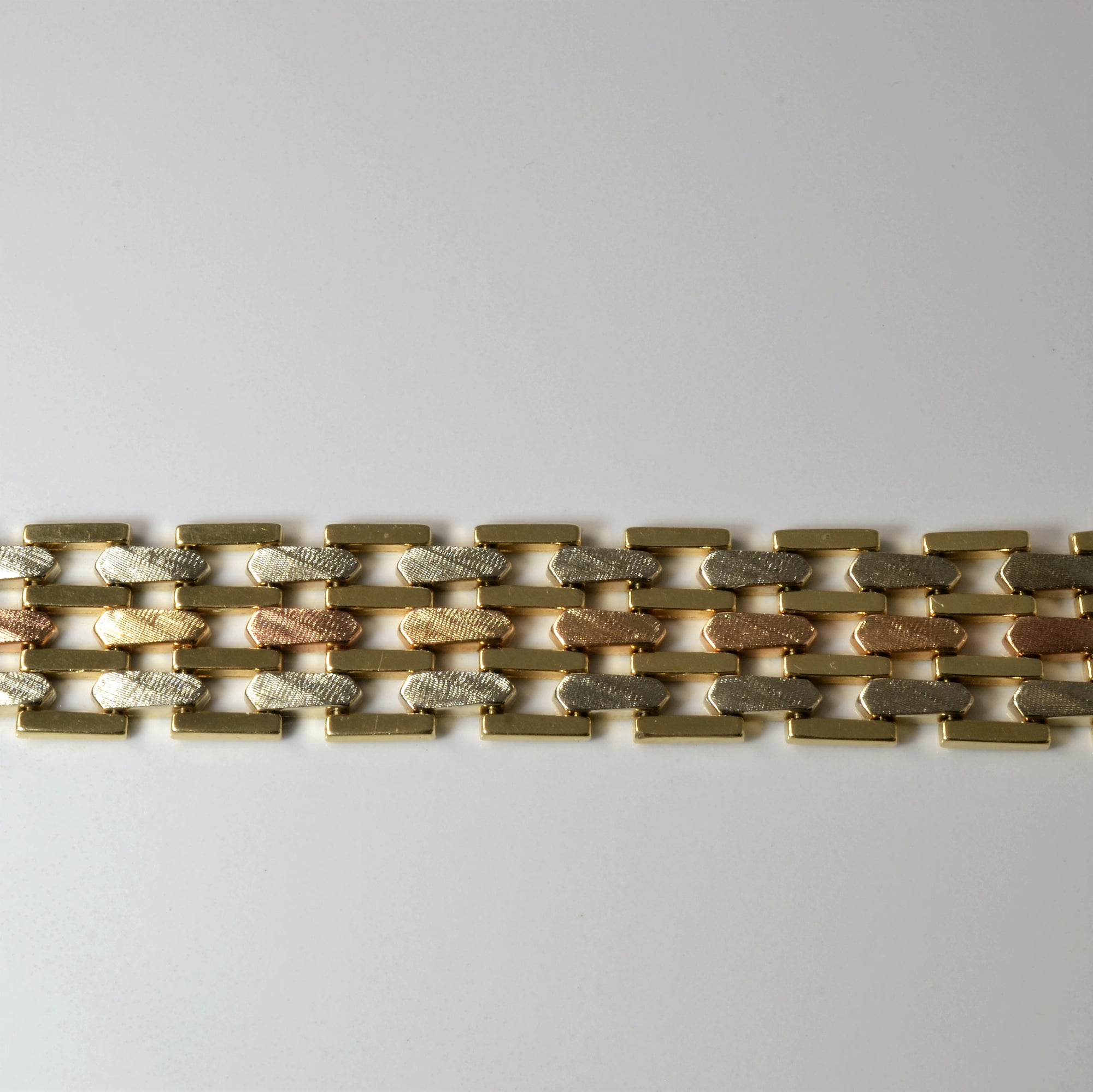 14k Tri Tone Watch Strap Chain Bracelet | 7