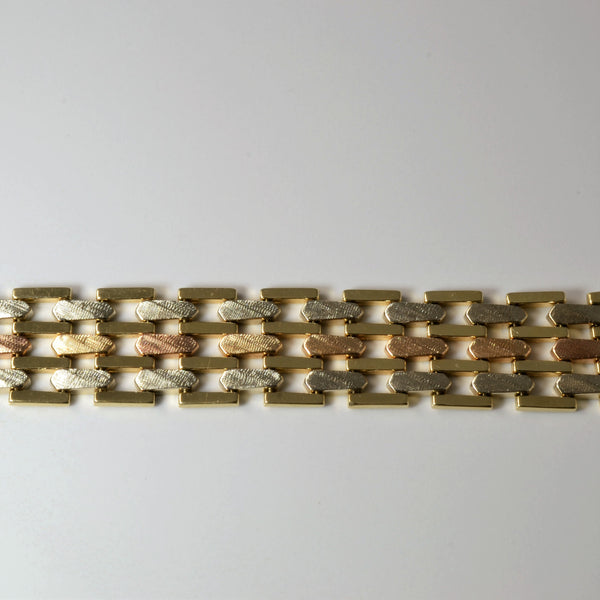 14k Tri Tone Watch Strap Chain Bracelet | 7