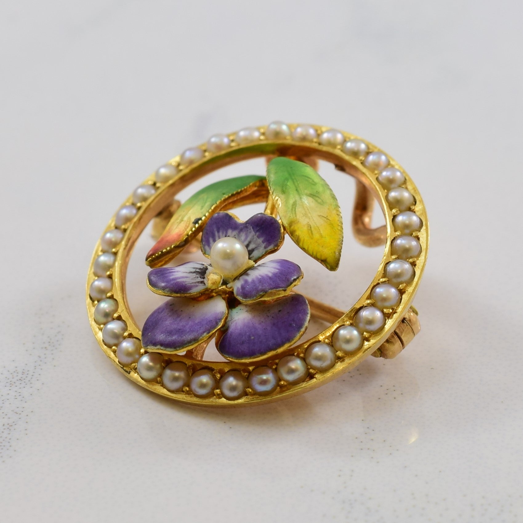 Early 1900s Seed Pearl Pansy Brooch | 1.00ctw |