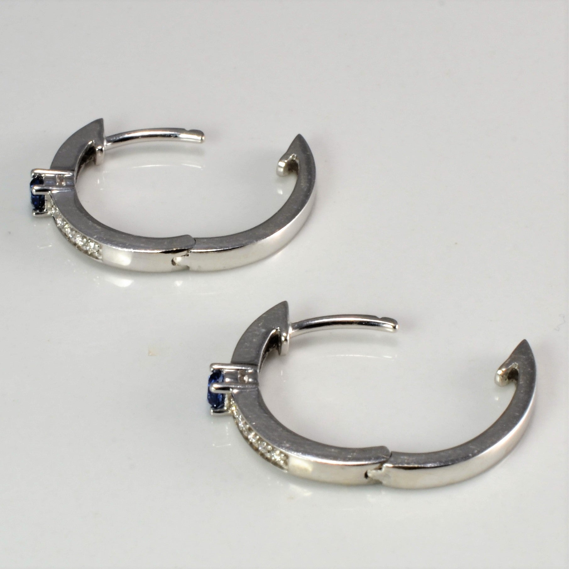 Diamond & Sapphire Huggie Earrings | 0.11 ctw |