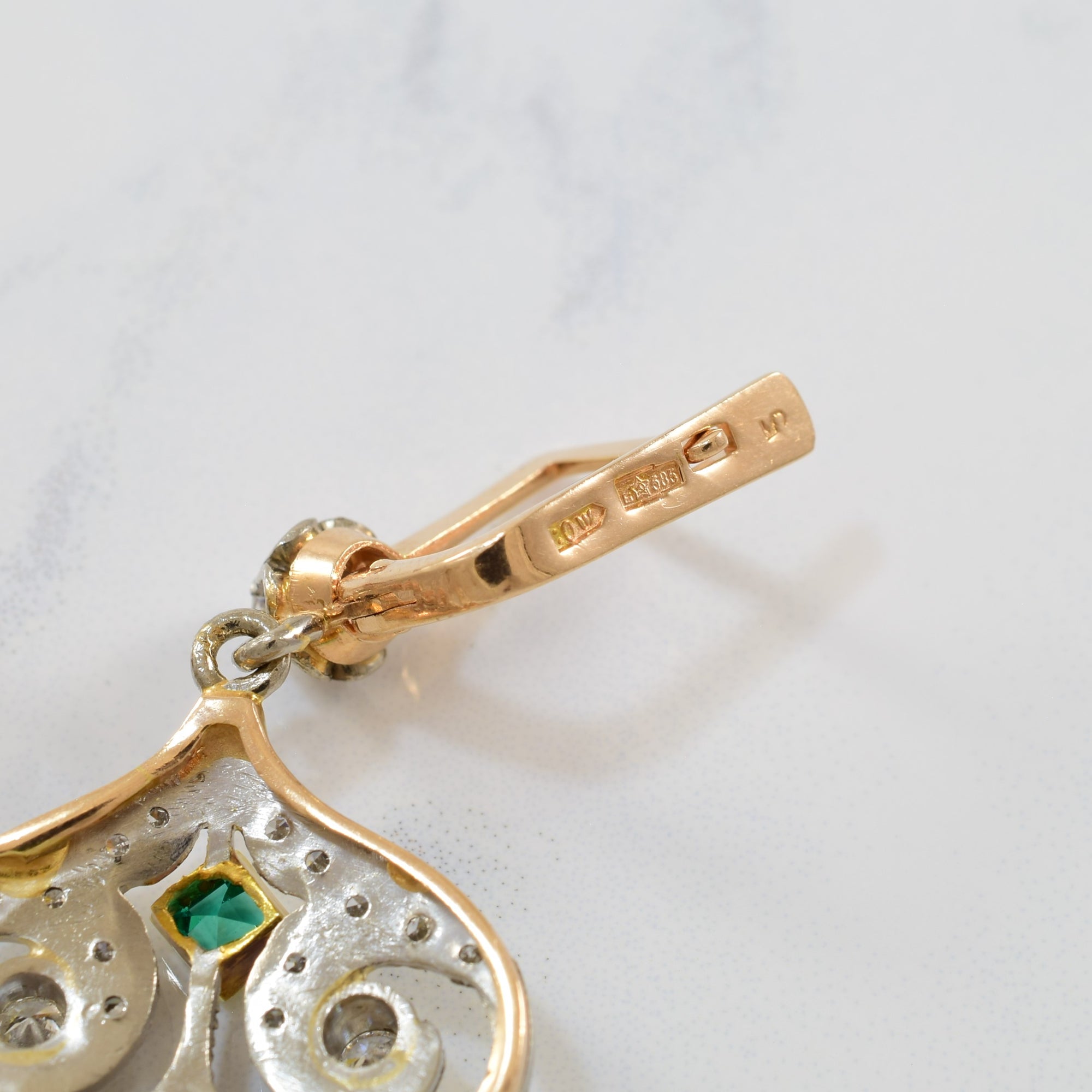 Retro Emerald & Diamond Chandelier Earrings | 1.50ctw, 0.20ctw |