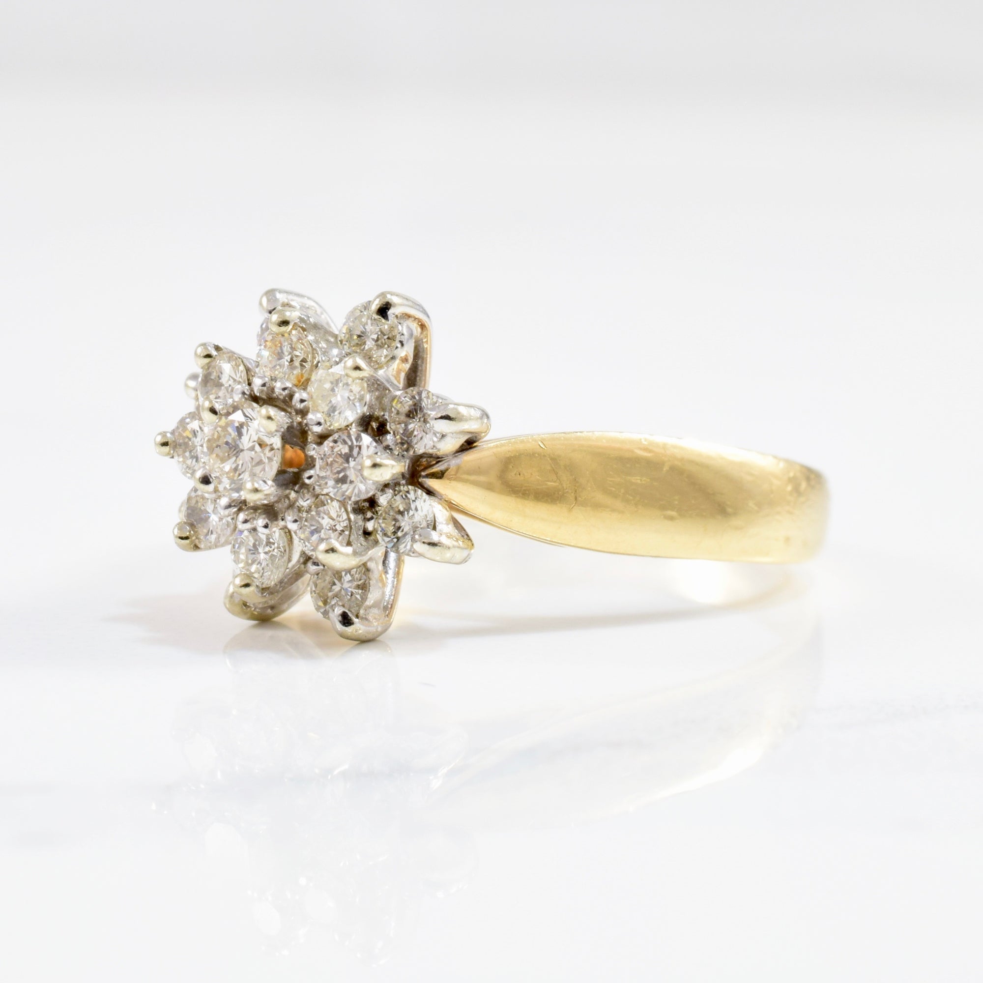 High Set Floral Diamond Cluster Ring | 0.56 ctw SZ 6.75 |