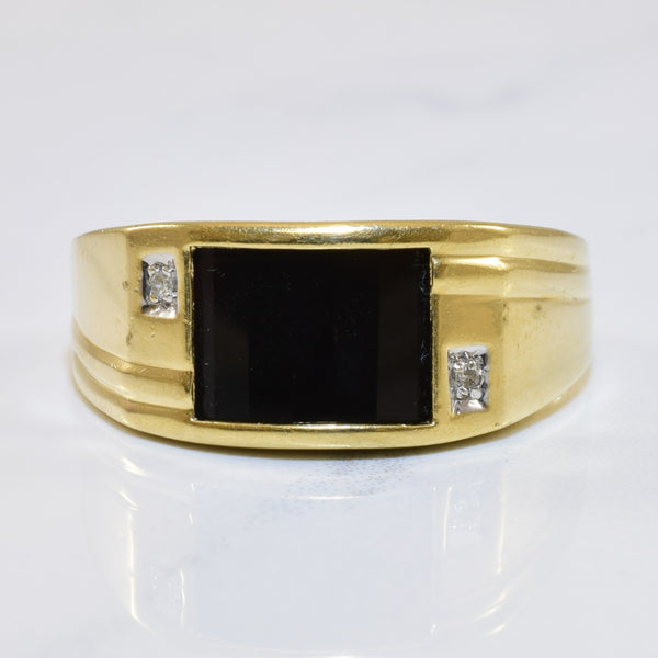 Onyx Inlay & Diamond Ring | 0.01ctw, 2.00ct | SZ 8.25 |