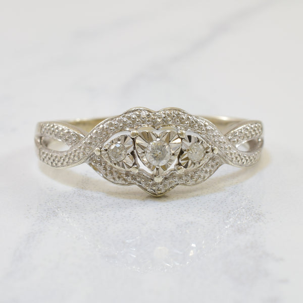 Sterling Silver Diamond Ring | 0.05ctw | SZ 8.75 |
