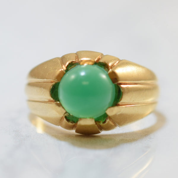 Bezel Set Green Onyx Cabochon Ring | 1.70ct | SZ 5.75 |