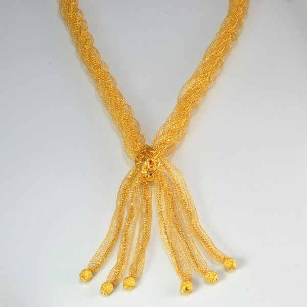 Delicately Woven Net 22K Gold Necklace & Earrings Set | 20