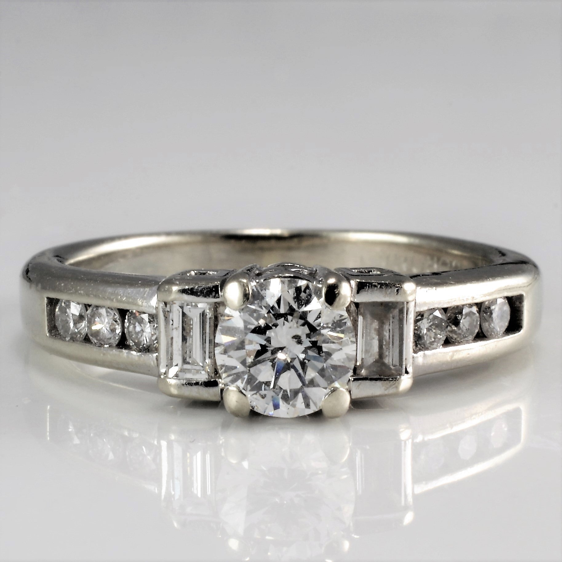 Baguette Accented Engagement Ring | 0.53 ctw, SZ 4.25 |