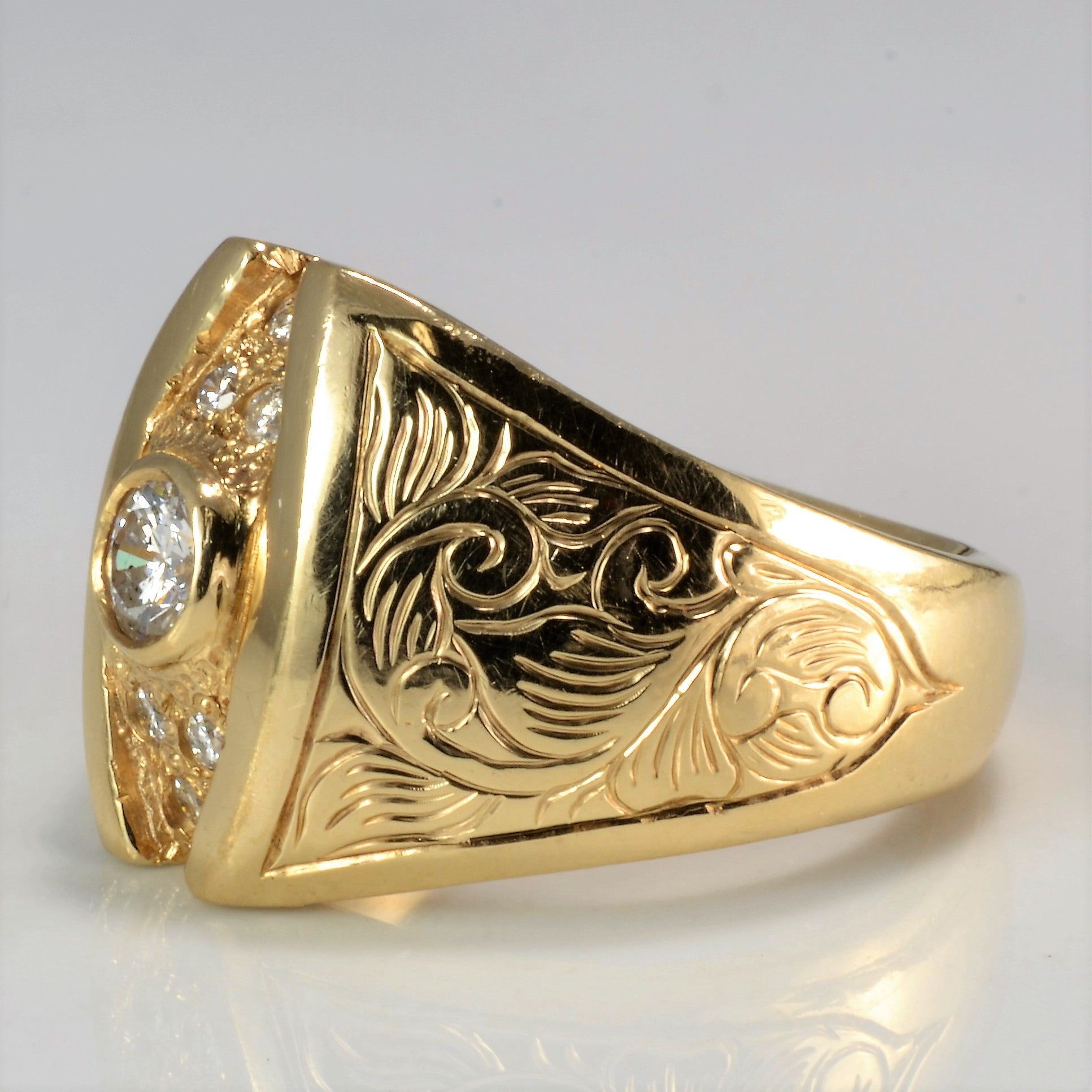 Bezel Set Diamond Filigree Engraved Ring | 0.37ctw | SZ 6.75 |