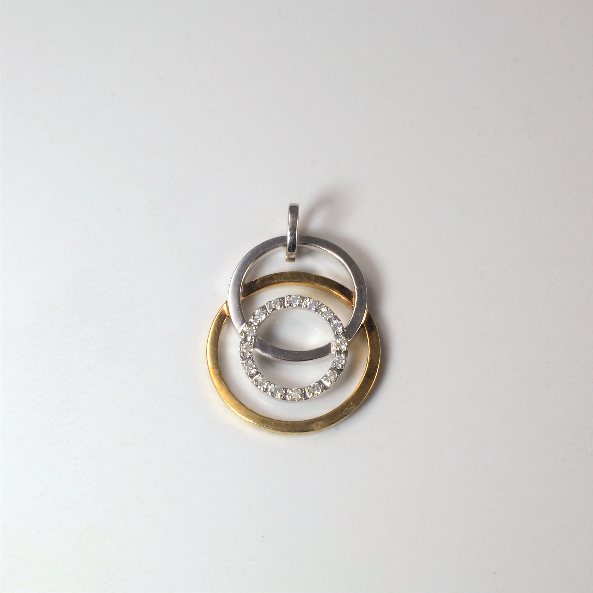 Swirling Circle Two Tone Diamond Pendant | 0.08ctw |