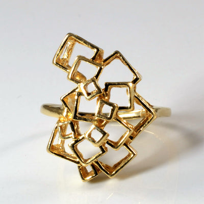 Geometric Gold Cocktail Ring | SZ 5.75 |