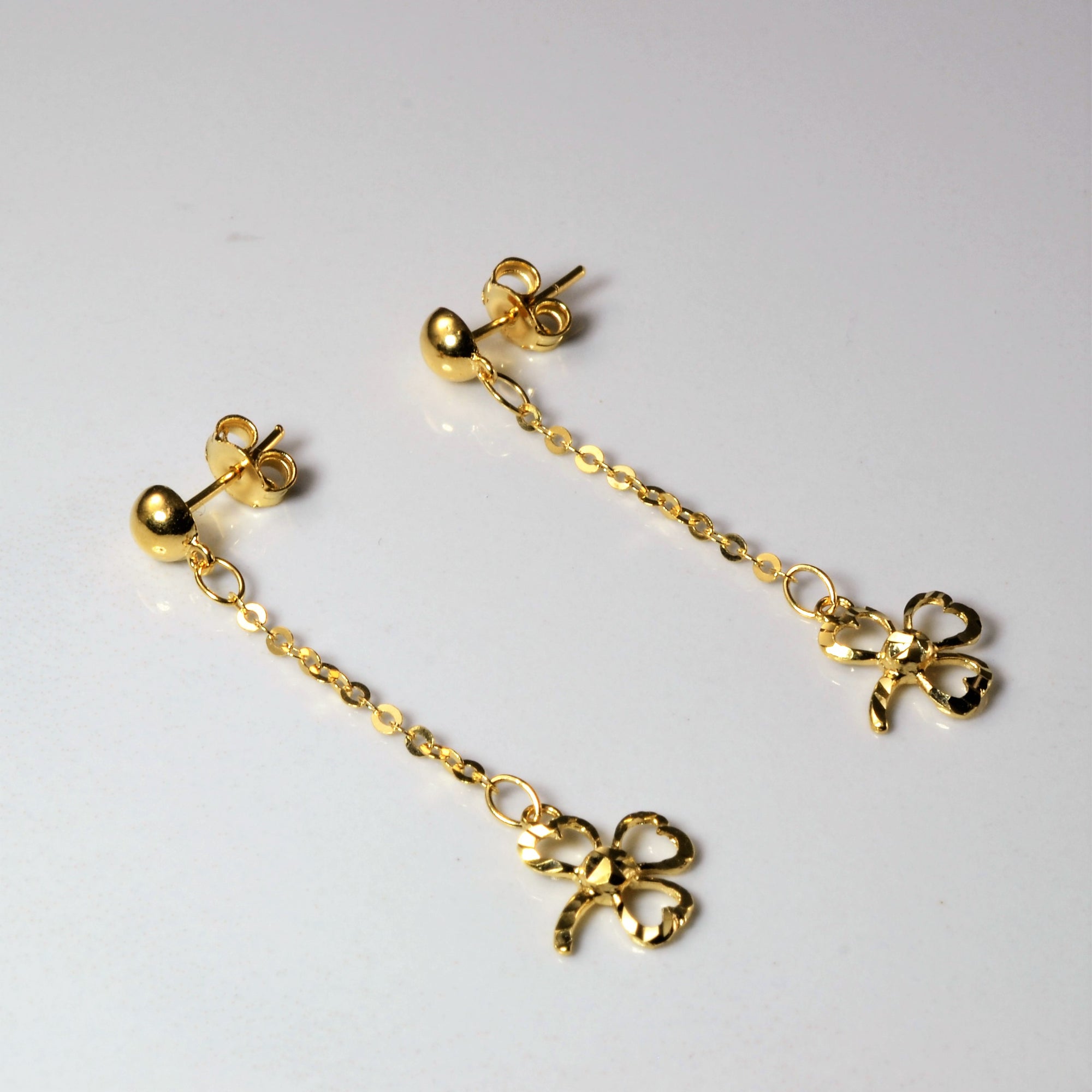 Yellow Gold Chain Dangle Earrings