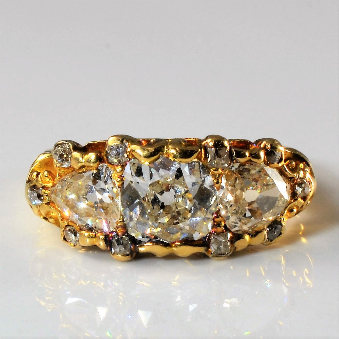 Victorian Three Stone Diamond Ring | 2.13ctw | SZ 7.5 |