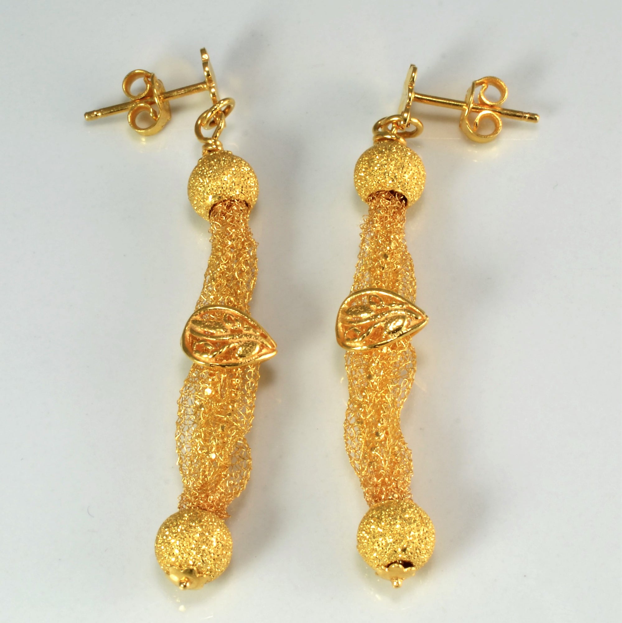 Woven Net Delicate 22K Gold Necklace & Earrings Set