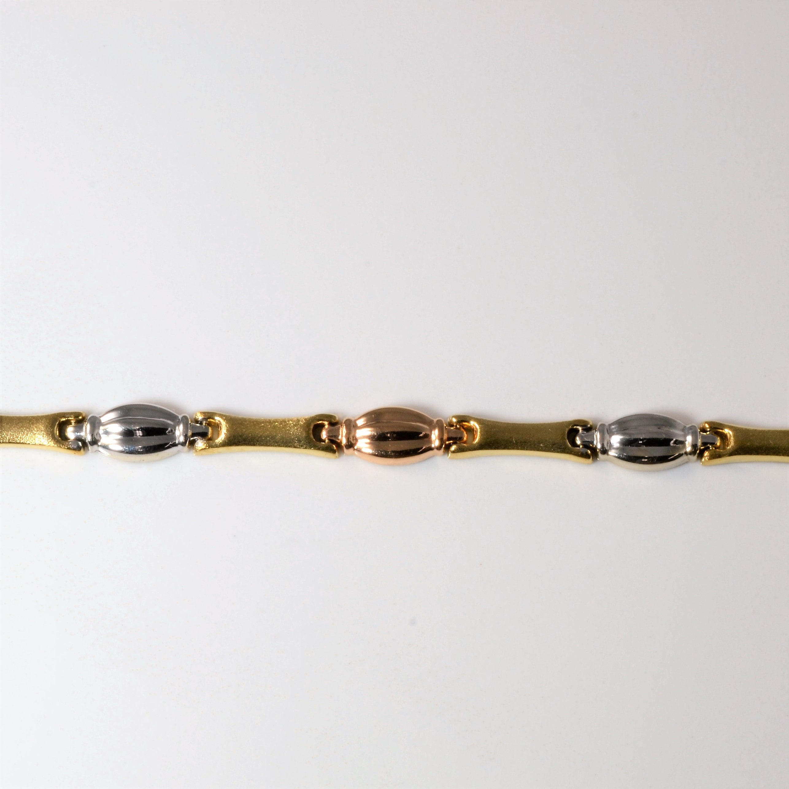 Tri Tone Gold Chain Bracelet | 7" |