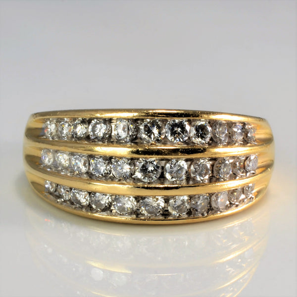 Triple Row Channel Diamond Wide Ring | 1.00 ctw, SZ 7.75 |