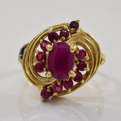 Ruby Bypass Swirl Cocktail Ring | 1.30ctw | SZ 5.25 |