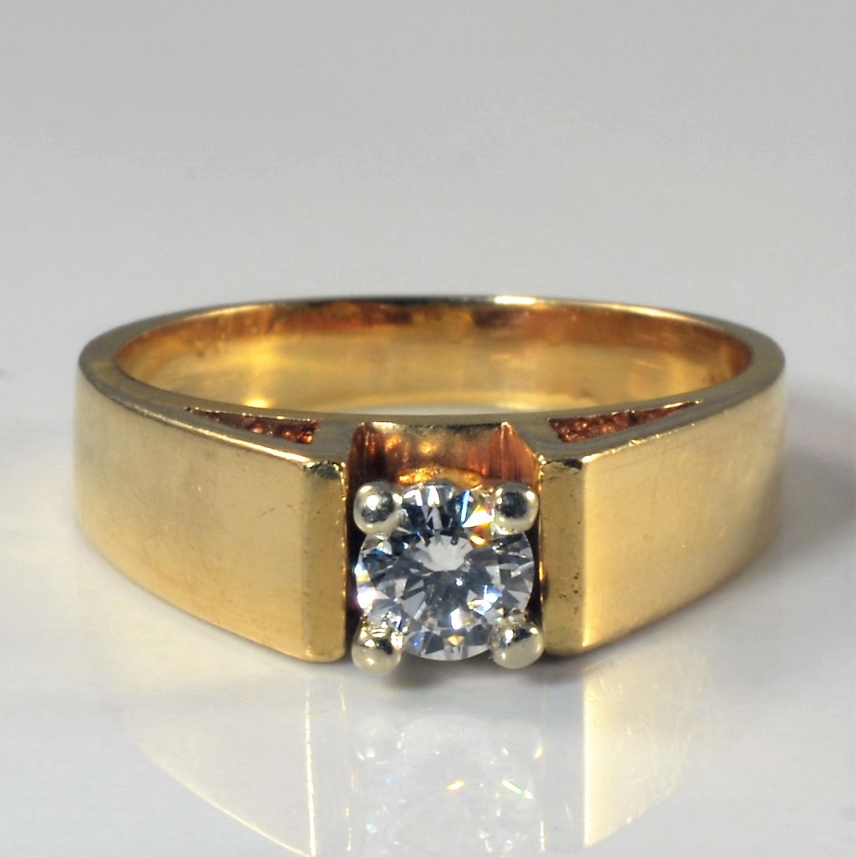 Wide Band Solitaire Diamond Ring | 0.38ct | SZ 8 |