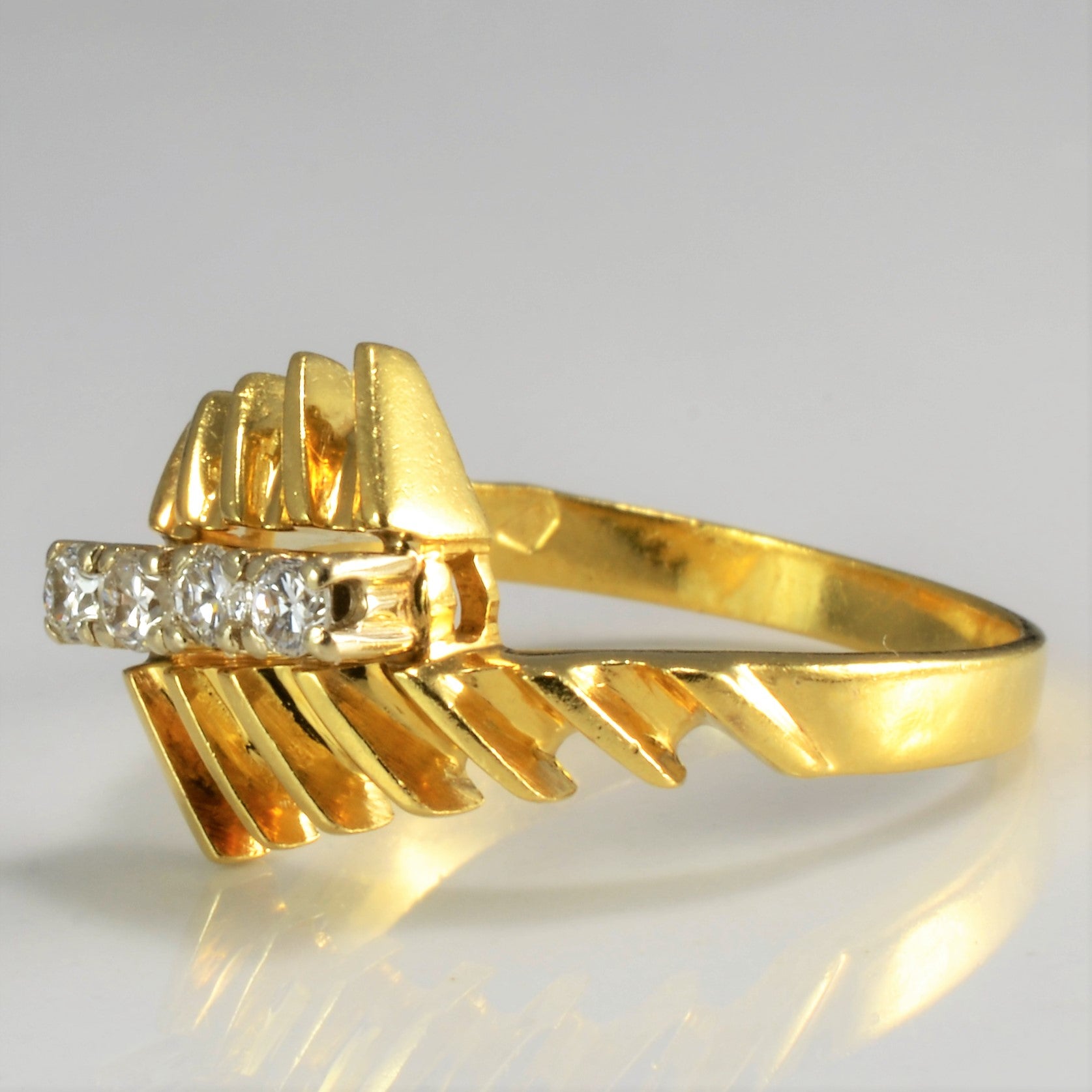 Bypass Textured Diamond Ring | 0.16 ctw, SZ 6.75 |