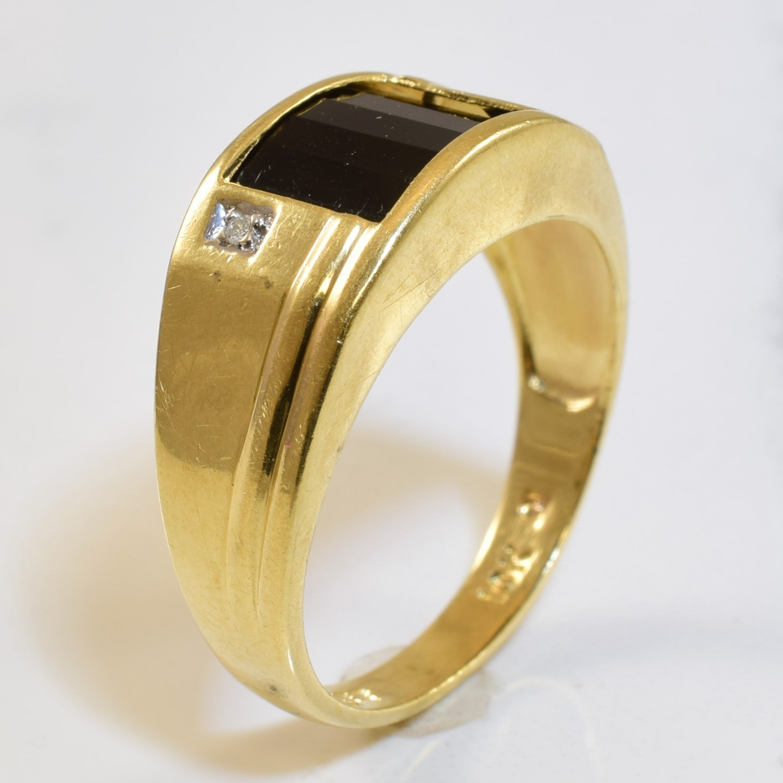 Onyx Inlay & Diamond Ring | 0.01ctw, 2.00ct | SZ 8.25 |