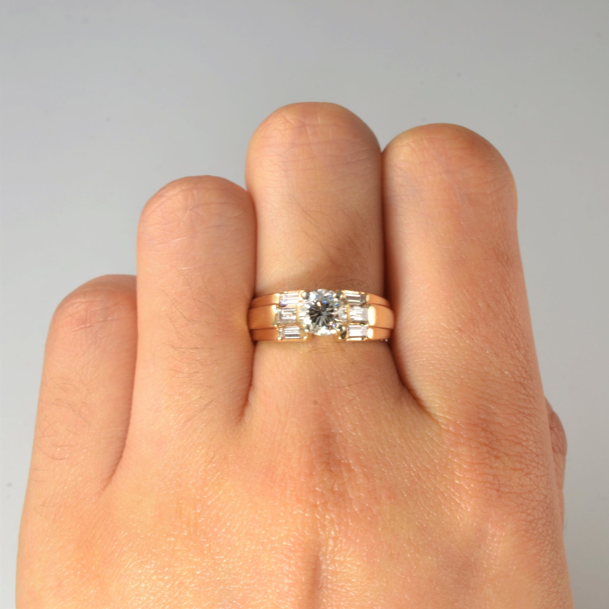 Baguette Side Stone Diamond Engagement Ring | 0.97ctw | SZ 6 |