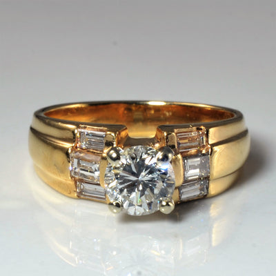 Baguette Side Stone Diamond Engagement Ring | 0.97ctw | SZ 6 |