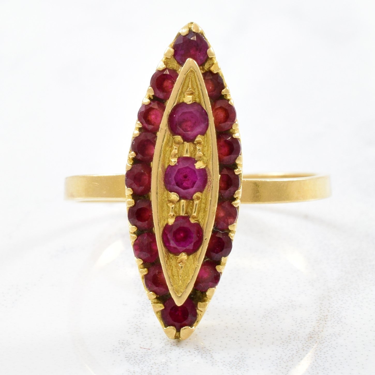 Victorian Ruby Navette Ring | 0.85ctw | SZ 7.5 |