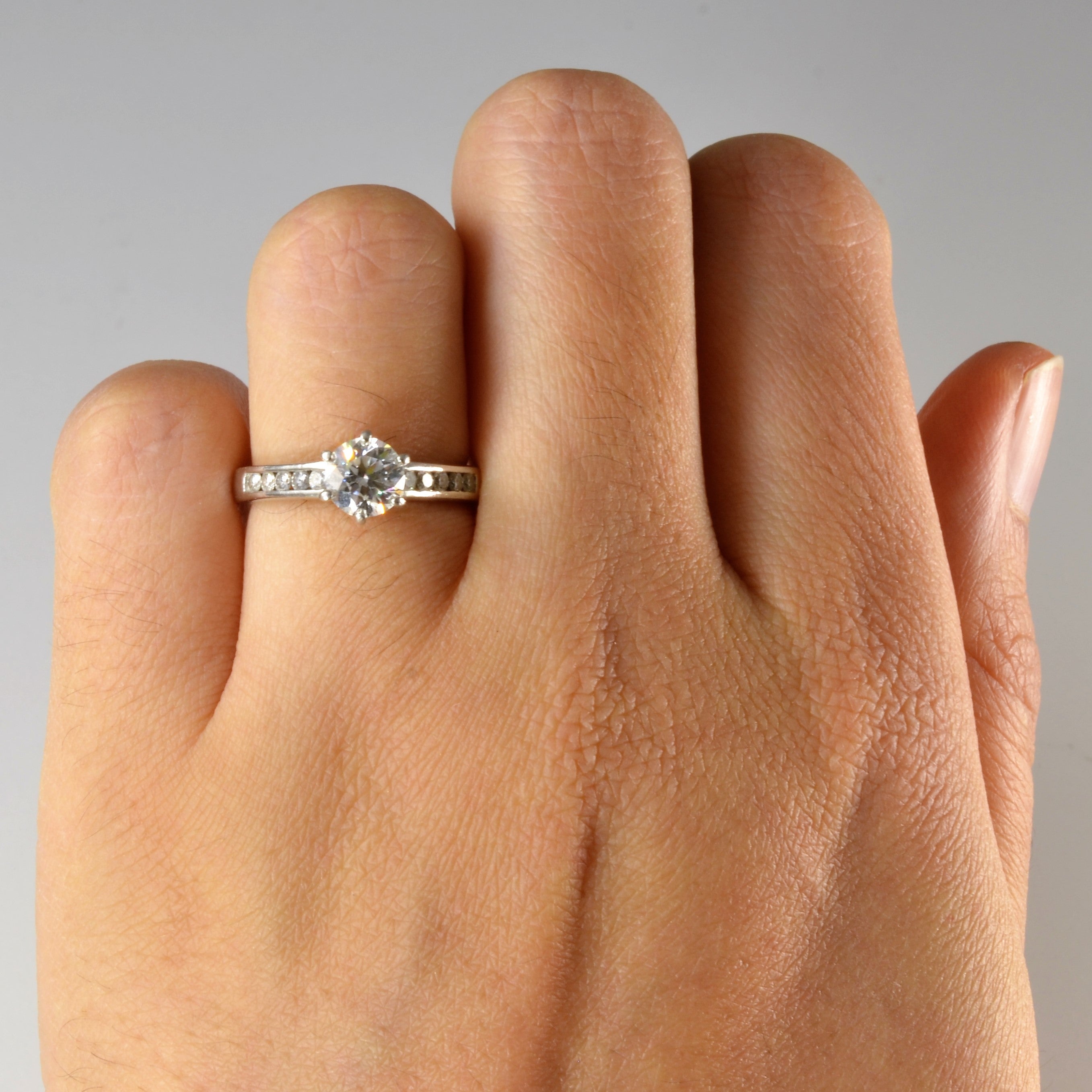 Channel Detailed Six Prong Diamond Ring | 0.89ctw | SZ 5 |