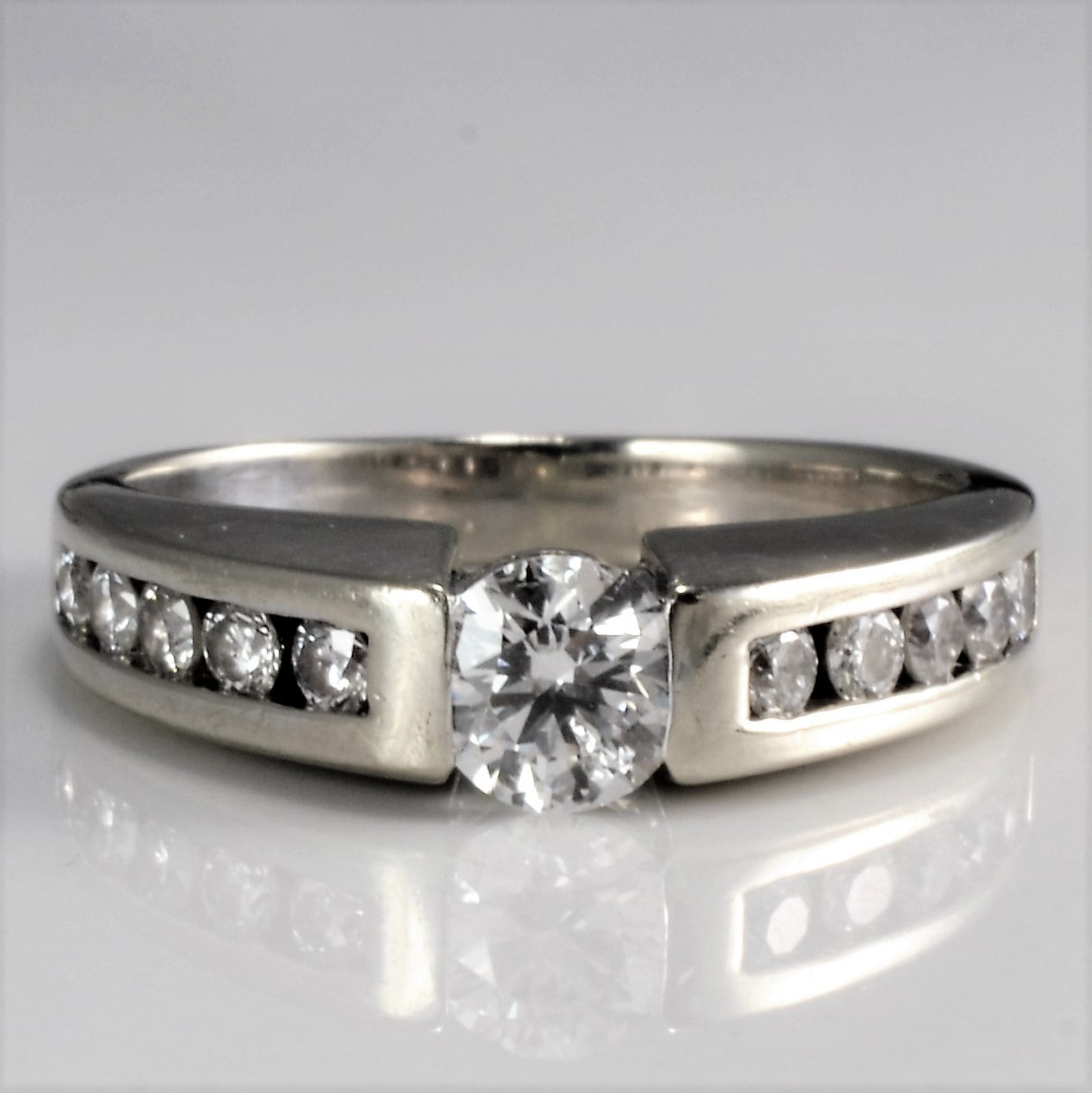 Tension Set Side Stone Accented Engagement Ring | 0.80 ctw, SZ 5.5 |